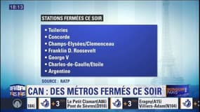 CAN: plusieurs stations de métro fermées ce mercredi soir