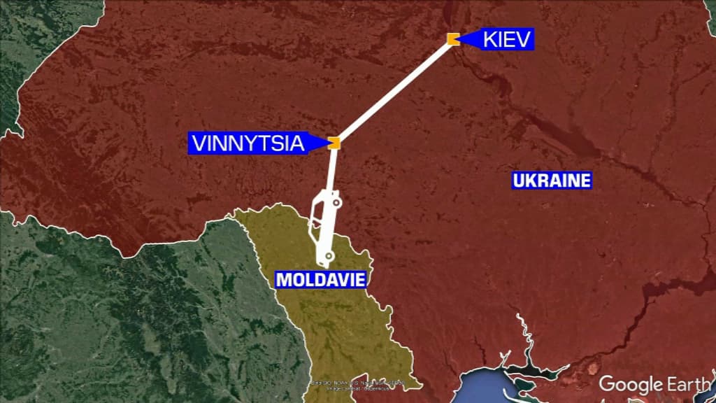 Une carte du trajet des Français qui ont quitté Kiev Une carte du trajet des Français qui ont quitté Kiev