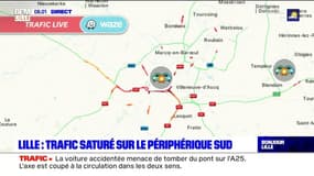 Trafic saturé sur le périphérique après un accident au niveau du CHU de Lille