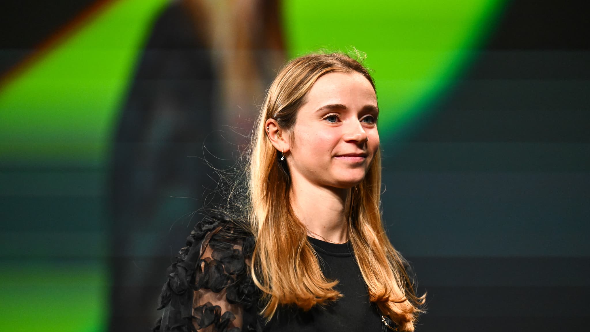 Evita Muzic lors de la présentation du Tour de France 2025 à Paris, le 29 octobre 2024