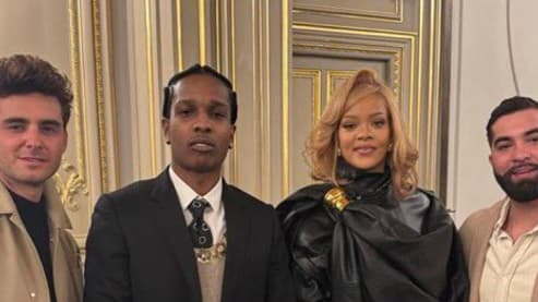 A$ap Rocky, Rihanna et Kendji Girac à l'Élysée, le 24 janvier 2024. A$ap Rocky, Rihanna et Kendji Girac à l'Élysée, le 24 janvier 2024.