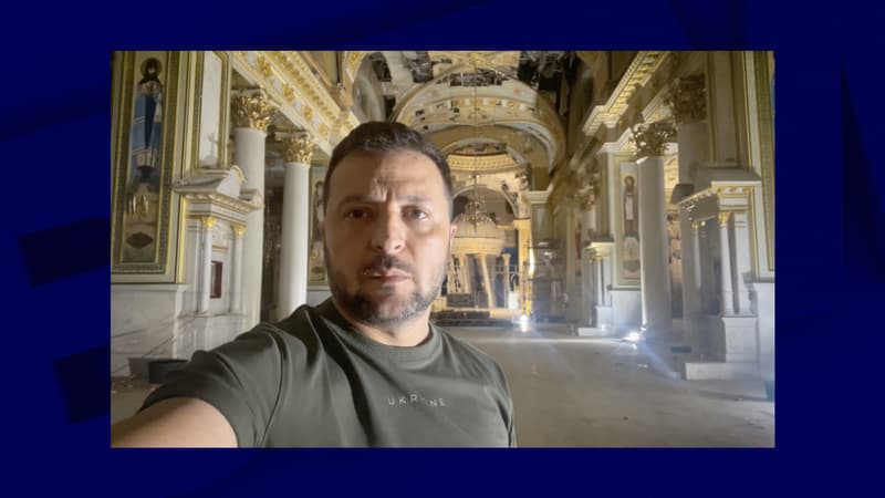 Ukraine: Volodymyr Zelensky a visité à Odessa la cathédrale touchée pendant un bombardement russe