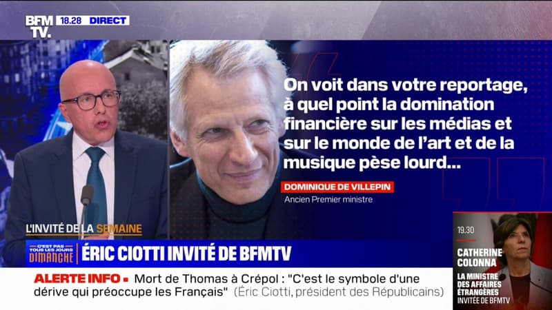 Propos de Dominique de Villepin: Éric Ciotti dénonce 