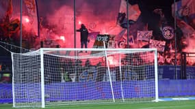 Les supporteurs de l'OM au stade Gabriel Montpied de Clermont samedi 2 mars 2024