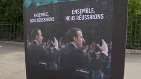 Des centaines d'affiches à l'effigie d'Emmanuel Macron ont été collées à Paris ces derniers jours.