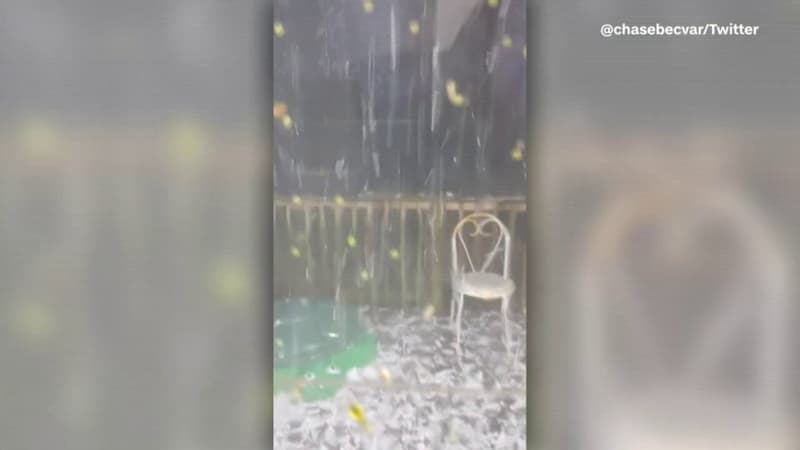 Dans l'Arkansas, un habitant filme de gros grêlons s'abattre sur sa terrasse