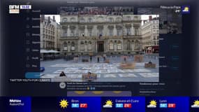 Lyon: les militants de Youth for Climate recouvrent la place des Terreaux de messages en faveur de l'écologie