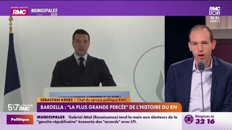Bardella : "la plus grande percée" de l'histoire du RN