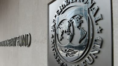 Le logo du Fonds monétaire international à Washington, le 27 mars 2020