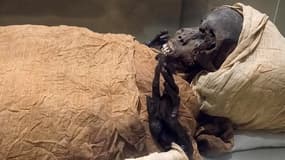 La momie de Séqénenrê Taa II, surnommé "le Courageux", découverte à la fin du XIXe siècle et conservée au Caire.