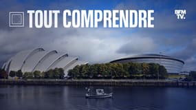 Le Scottish Event Campus qui accueillera la COP26, la grande conférence internationale sur le climat, le 4 octobre 2021 à Glasgow (Écosse).