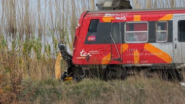 Le train impliqué dans l'accident.