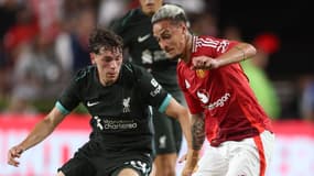 Le Brésilien Antony (à droite) lors d'un match amical de Manchester United contre Liverpool, le 3 août 2024