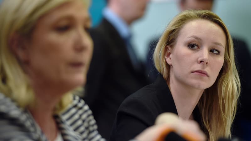 Marion Maréchal-Le Pen près de sa tante Marine Le Pen, au Pontet le 17 mars 2015.
