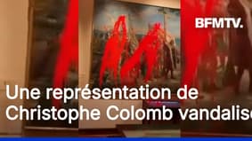 Espagne: des militants écologistes vandalisent une représentation de Christophe Colomb 