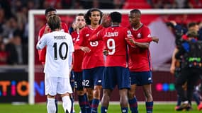 La joie des joueurs lillois après leur victoire face au Real Madrid (1-0, Ligue des champions), le 2 octobre 2024