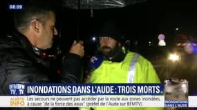 Inondations Aude: un témoin raconte "une vague est arrivée et la voiture a été emportée sur une centaine de mètres"