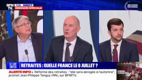 "Personne n'a envie de travailler plus longtemps": Jean-Philippe Tanguy (RN), Éric Coquerel (LFI) et le ministre Roland Lescure débattent sur les retraites