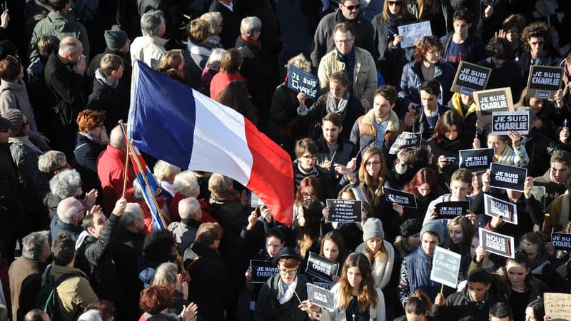 Des affiches "Je suis Charlie" à La Rochelle, le 11 janvier 2015.