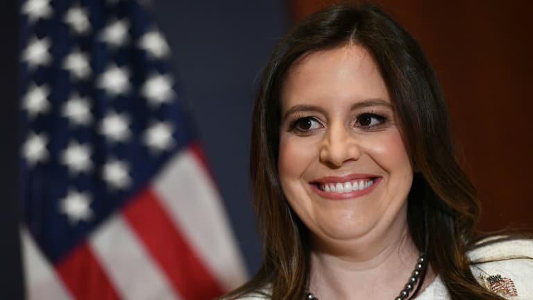 La républicaine Elise Stefanik après son élection dans la hiérarchie républicaine au Congrès américain, le 14 mai 2021 La républicaine Elise Stefanik après son élection dans la hiérarchie républicaine au Congrès américain, le 14 mai 2021