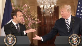 Emmanuel Macron et Donald Trump lors de leur conférence de presse à la Maison Blanche, le 24 avril 2018