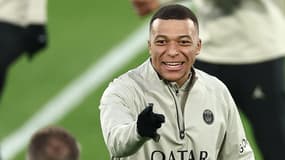 Kylian Mbappé à l'entraînement du PSG le 4 mars 2024