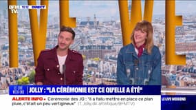 Cérémonie : Thomas Jolly et Daphné Bürki sur BFMTV - 28/07