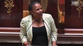 Christiane Taubira à la tribune de l'Assemblée nationale, mardi 23 avril