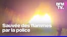 Aux États-Unis, un policier sauve une femme coincée dans son véhicule en feu