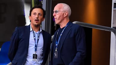 Pablo Longoria et Frank McCourt en marge de la finale de Ligue des champions, le 28 mai 2022