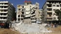 Cet immeuble de Damas a été détruit par des tirs d'artillerie qui ont causé la mort de Samir Kantar, une personnalité du Hezbollah libanais, le 19 décembre 2015.
