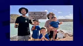 L'Australien Dave Hogbin, tué par un crocodile le 3 août 2024, et sa famille en vacances dans le Queensland, au nord de l'Australie. 
