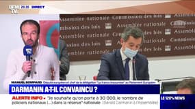 Pour Manuel Bompard, les positions de Gérald Darmanin sont "contradictoires avec ce qu'il y a dans le texte de loi sur la sécurité globale"