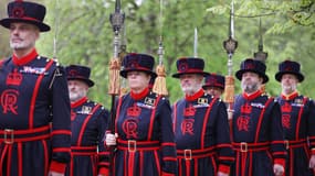 Une répétition du couronnement du roi Charles III organisée à Aldershot (Royaume-Uni), le 28 avril 2023.