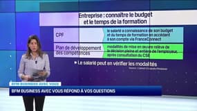 BFM Business avec vous : Comment faire pour connaitre le budget et le temps de formation auquel on a le droit dans son entreprise ? - 12/12