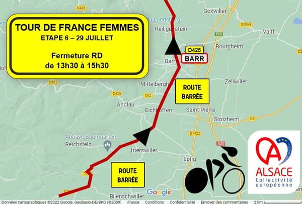 Fermeture de la RD425 à l'occasion du passage du Tour de France Femmes
