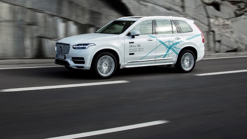 Un véhicule autonome Volvo effectuant ses tests routiers (image d'illustration)