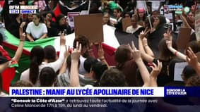 Nice: plus d'une centaine de personnes manifestent en soutien au peuple palestinien devant le lycée Apollinaire