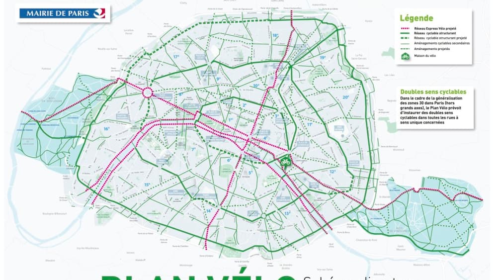 Le Plan vélo parisien prévoit 45 kilomètres d'"autoroutes à vélos" d'ici 2020. Le Plan vélo parisien prévoit 45 kilomètres d'"autoroutes à vélos" d'ici 2020.