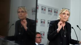 La présidente du Rassemblement national (ex-FN) Marine le Pen, à l'Assemblée Nationale à Paris le 23 mai 2018