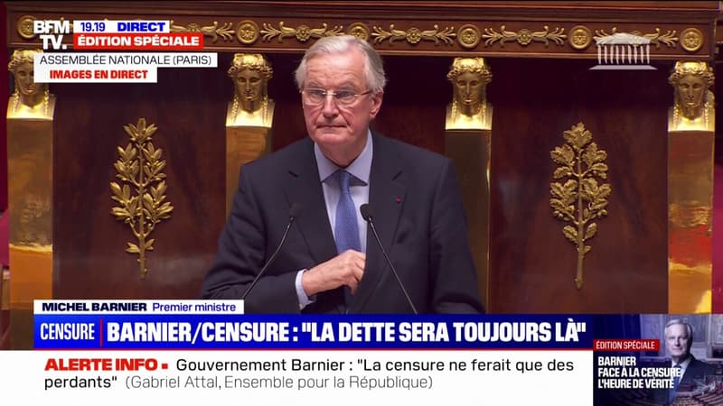 Motion de censure: lors de son discours en réponse aux présidents de groupe, Michel Barnier remercie ses ministres