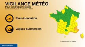 Six départements de Provence-Alpes-Côte d'Azur et la Corse du Sud en vigilance orange ce vendredi 20 octobre.