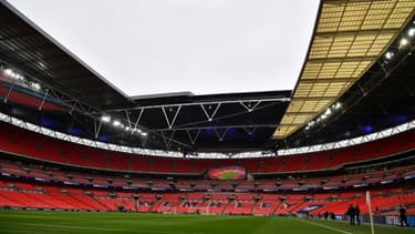 Le stade de Wembley, avant le coup d'envoi de la demi-finale de la Coupe d'Angleterre entre Manchester City et Brighton, le 6 avril 2019 à Londres