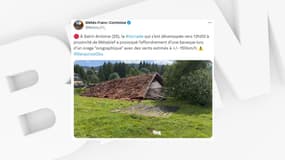 Un hangar balayé par une tornade à Saint-Antoine dans le Doubs, mardi 3 septembre