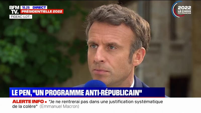 Emmanuel Macron affirme que le programme de Marine Le Pen est 