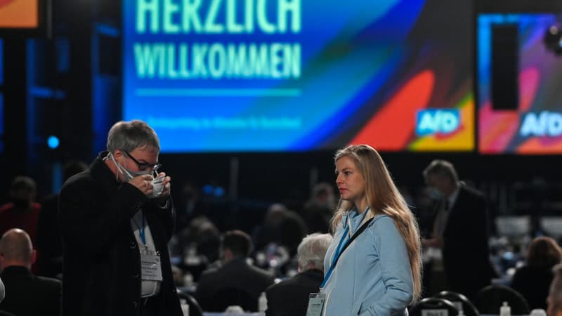 
Les délégués assistent au congrès du parti AfD au Wunderland Kalkar, en Allemagne de l'Ouest, le 28 novembre 2020.