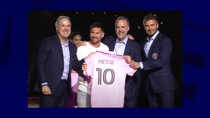 Lionel Messi, lors de sa présentation officielle à l'Inter Miami, le 16 juillet 2023