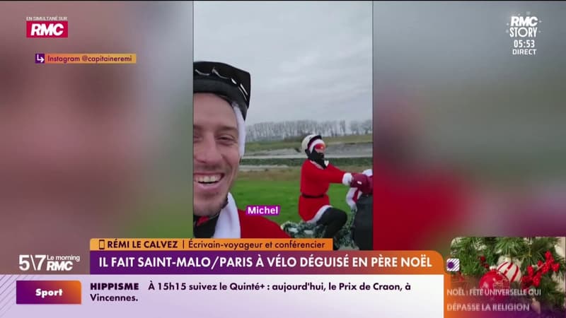 Saint-Malo/Paris à vélo, déguisé en Père Noël: "L'objectif était de passer du bon temps en famille"