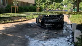 Un utilitaire incendié rue du parc de l'artillerie dans le 7e arrondissement de Lyon le 15 mai 2025