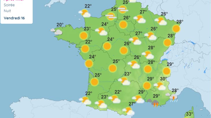 La météo en France Hexagonale et en corse le 15 août 2024.